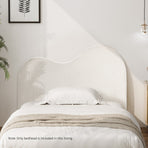Oikiture Bed Head Single Size Headboard Boucle Fabric White