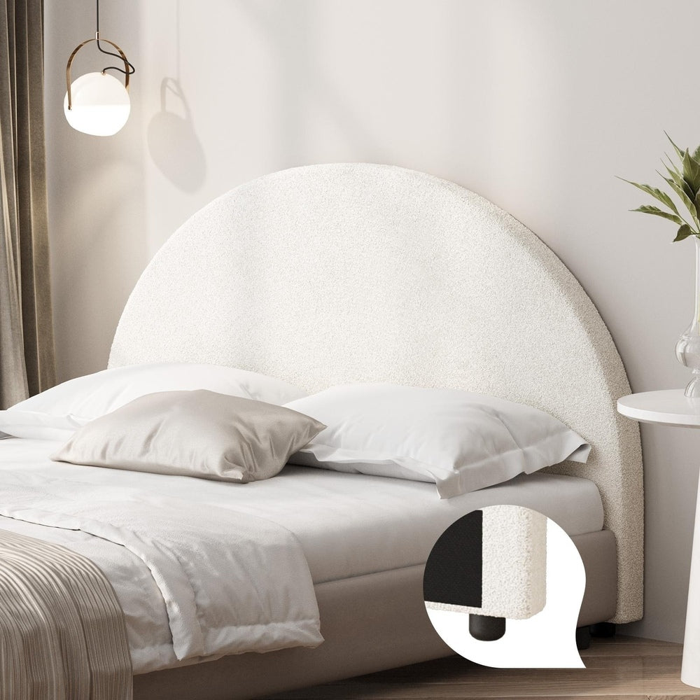 Oikiture Bed Head King Single Headboard Boucle White