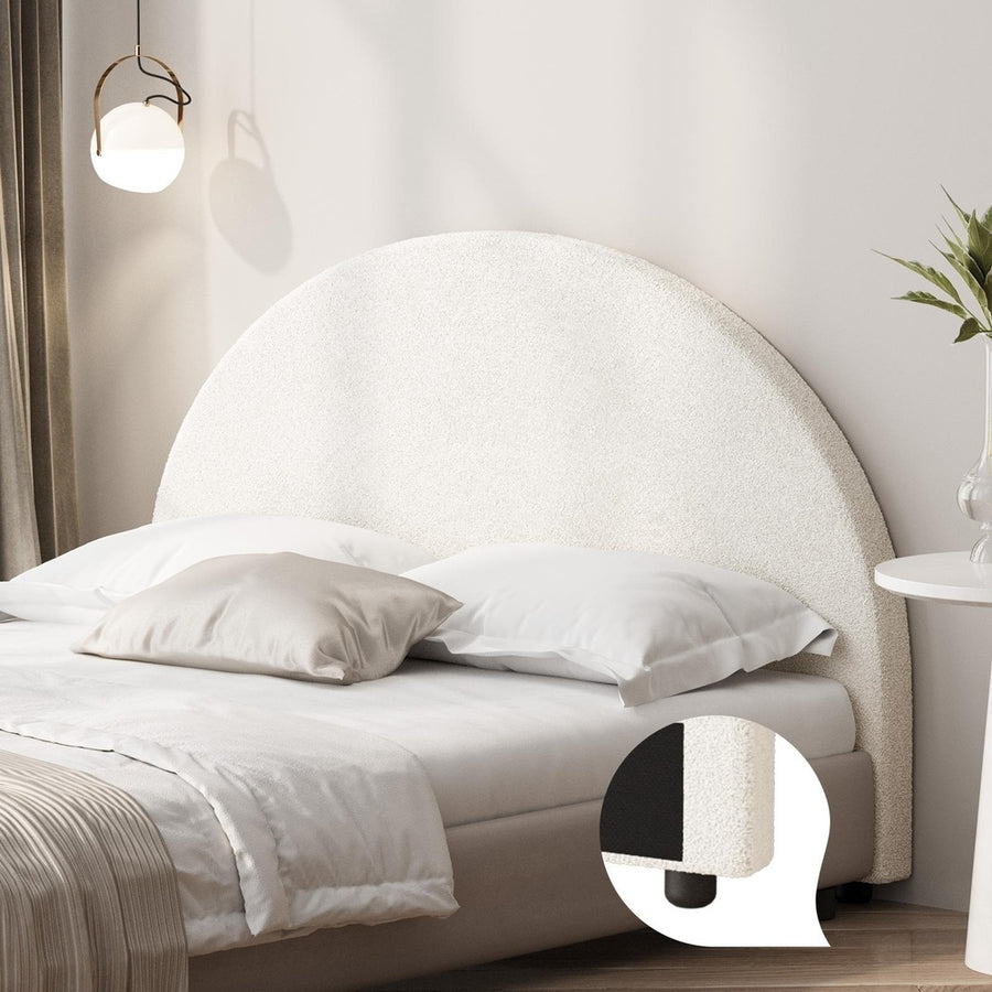 Oikiture Bed Head King Single Headboard Boucle White