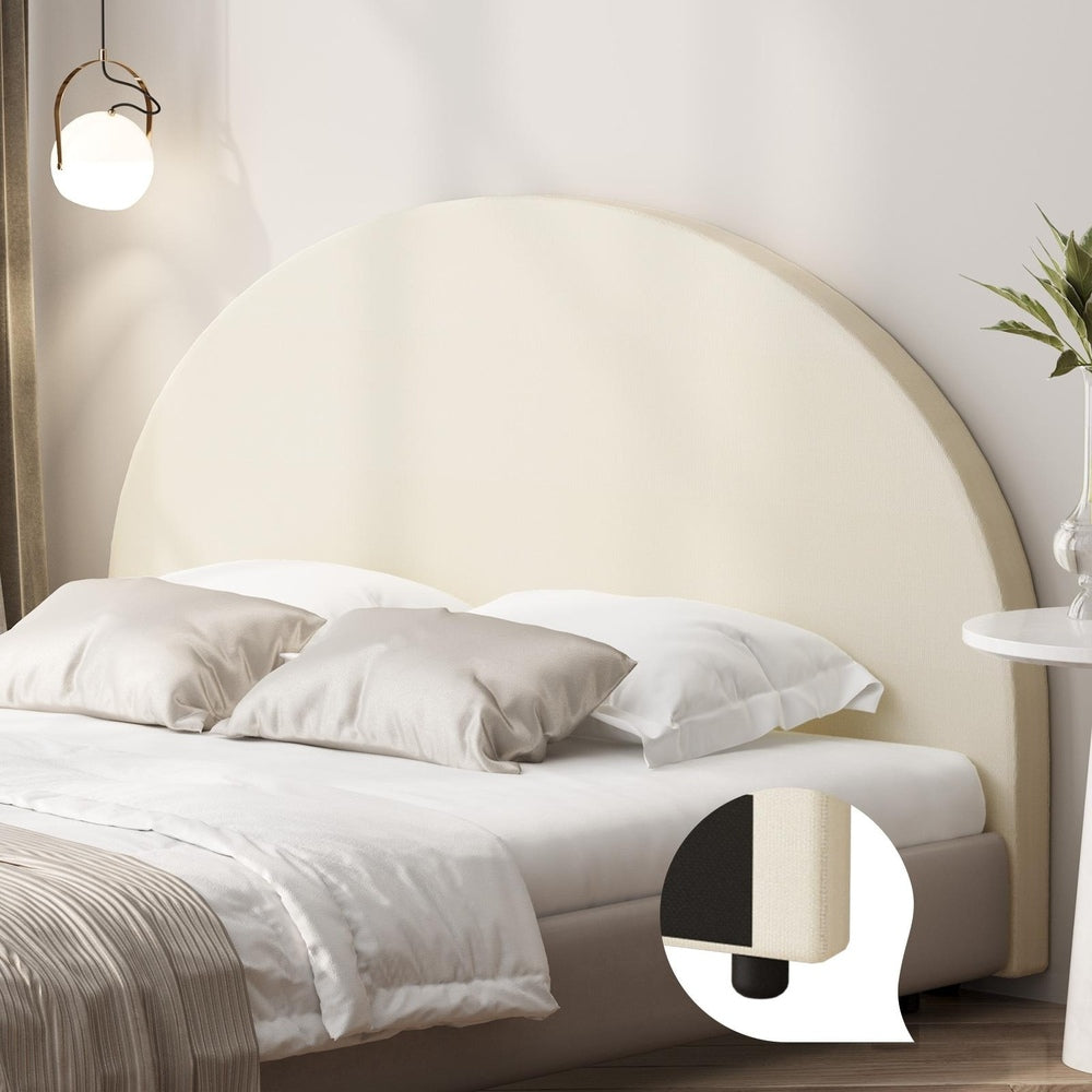Oikiture Bed Head Queen Size Headboard Fabric Beige