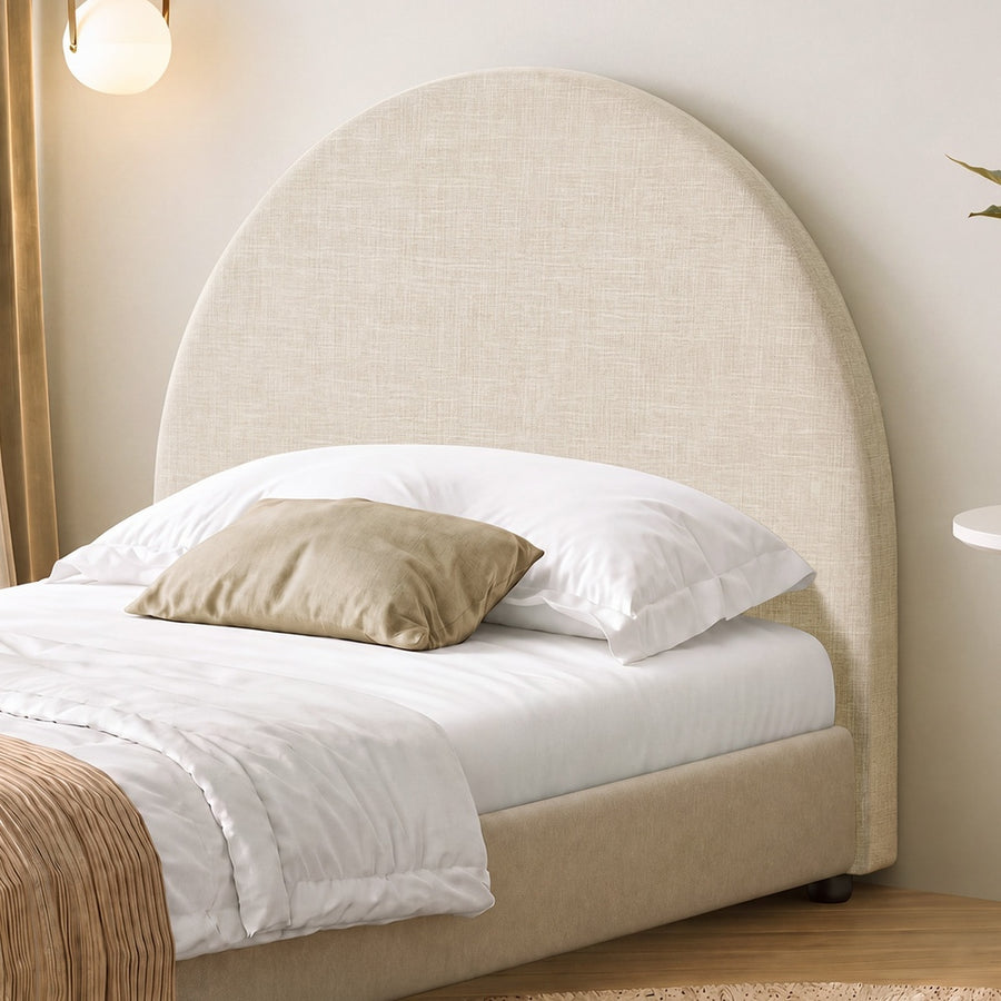 Oikiture Bed Head Single Size Headboard Fabric Beige