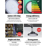 Leier LED High Bay Lights 100W UFO Industrial Workshop Warehouse Factory Lamp - Rear View