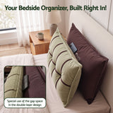 Giselle Bedding Headboard Pillow with Double-Layer Storage Wedge Reading Backrest with Adjustable Filling, Chenille Bed Rest Cushion for Daybed, Dorm, and RV Double - Front View