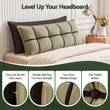 Giselle Bedding Headboard Pillow with Double-Layer Storage Wedge Reading Backrest with Adjustable Filling, Chenille Bed Rest Cushion for Daybed, Dorm, and RV Double - Side View