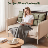 Giselle Bedding Headboard Pillow with Double-Layer Storage Wedge Reading Backrest with Adjustable Filling, Chenille Bed Rest Cushion for Daybed, Dorm, and RV Double - Close-Up Angle