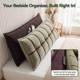 Giselle Bedding Headboard Pillow with Double-Layer Storage Wedge Reading Backrest with Adjustable Filling, Chenille Bed Rest Cushion for Daybed, Dorm, and RV King - Front View