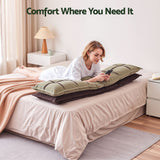 Giselle Bedding Headboard Pillow with Double-Layer Storage Wedge Reading Backrest with Adjustable Filling, Chenille Bed Rest Cushion for Daybed, Dorm, and RV King - Rear View