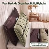 Giselle Bedding Headboard Pillow with Double-Layer Storage Wedge Reading Backrest with Adjustable Filling, Chenille Bed Rest Cushion for Daybed, Dorm, and RV Queen - Front View