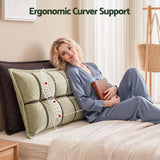 Giselle Bedding Headboard Pillow with Double-Layer Storage Wedge Reading Backrest with Adjustable Filling, Chenille Bed Rest Cushion for Daybed, Dorm, and RV Queen - Top-Down View