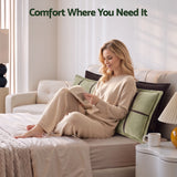 Giselle Bedding Headboard Pillow with Double-Layer Storage Wedge Reading Backrest with Adjustable Filling, Chenille Bed Rest Cushion for Daybed, Dorm, and RV Queen - 45-Degree Angle