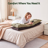 Giselle Bedding Headboard Pillow with Double-Layer Storage Wedge Reading Backrest with Adjustable Filling, Chenille Bed Rest Cushion for Daybed, Dorm, and RV Queen - Rear View