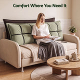 Giselle Bedding Headboard Pillow with Double-Layer Storage Wedge Reading Backrest with Adjustable Filling, Chenille Bed Rest Cushion for Daybed, Dorm, and RV Queen - Close-Up Angle