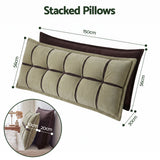 Giselle Bedding Headboard Pillow with Double-Layer Storage Wedge Reading Backrest with Adjustable Filling, Chenille Bed Rest Cushion for Daybed, Dorm, and RV Queen - Extra Image