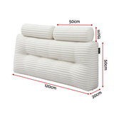 Giselle wedge pillow headboard with non-flattening shredded foam core, perfect for dorm reading or sofa lap desk, 330g corduroy cover, side pockets, Double - Front View