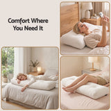 Giselle wedge pillow headboard with non-flattening shredded foam core, perfect for dorm reading or sofa lap desk, 330g corduroy cover, side pockets, Double - Close-Up Angle