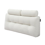 Giselle wedge pillow headboard with non-flattening shredded foam core, perfect for dorm reading or sofa lap desk, 330g corduroy cover, side pockets, Double - Low Angle