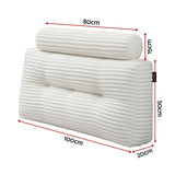 Giselle wedge pillow headboard with non-flattening shredded foam core, perfect for dorm reading or sofa lap desk, 330g corduroy cover, side pockets, King Single - Front View