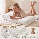 Giselle wedge pillow headboard with non-flattening shredded foam core, perfect for dorm reading or sofa lap desk, 330g corduroy cover, side pockets, King Single - Top-Down View