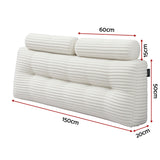 Giselle wedge pillow headboard with non-flattening shredded foam core, perfect for dorm reading or sofa lap desk, 330g corduroy cover, side pockets, Queen - Front View