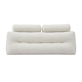 Giselle wedge pillow headboard with non-flattening shredded foam core, perfect for dorm reading or sofa lap desk, 330g corduroy cover, side pockets, Queen - Extra Image