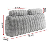 Giselle Wedge Pillow Headboard, Easy Wash Zipper Cover & Anti-Flat Foam, Couch Lumbar Support for Dorm Readers, 340g Faux Rabbit Fur with Dual Pockets, Double - Front View
