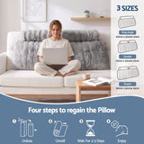 Giselle Wedge Pillow Headboard, Easy Wash Zipper Cover & Anti-Flat Foam, Couch Lumbar Support for Dorm Readers, 340g Faux Rabbit Fur with Dual Pockets, Double - Close-Up Angle
