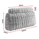 Giselle Wedge Pillow Headboard, Easy Wash Zipper Cover & Anti-Flat Foam, Couch Lumbar Support for Dorm Readers, 340g Faux Rabbit Fur with Dual Pockets, King Single - Front View