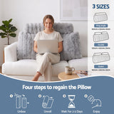 Giselle Wedge Pillow Headboard, Easy Wash Zipper Cover & Anti-Flat Foam, Couch Lumbar Support for Dorm Readers, 340g Faux Rabbit Fur with Dual Pockets, King Single - Close-Up Angle