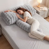 Giselle Wedge Pillow Headboard, Easy Wash Zipper Cover & Anti-Flat Foam, Couch Lumbar Support for Dorm Readers, 340g Faux Rabbit Fur with Dual Pockets, King Single - Extra Image