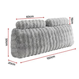 Giselle Wedge Pillow Headboard, Easy Wash Zipper Cover & Anti-Flat Foam, Couch Lumbar Support for Dorm Readers, 340g Faux Rabbit Fur with Dual Pockets, Queen - Front View