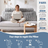 Giselle Wedge Pillow Headboard, Easy Wash Zipper Cover & Anti-Flat Foam, Couch Lumbar Support for Dorm Readers, 340g Faux Rabbit Fur with Dual Pockets, Queen - Close-Up Angle