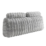 Giselle Wedge Pillow Headboard, Easy Wash Zipper Cover & Anti-Flat Foam, Couch Lumbar Support for Dorm Readers, 340g Faux Rabbit Fur with Dual Pockets, Queen - Extra Image