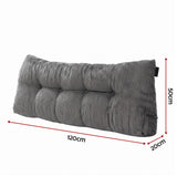 Giselle Headboard Pillow for Sitting in Bed, Upgraded Shredded Foam Reading Wedge Cushion for Lumbar Support, 320g Corduroy Backrest with Side Pockets for Dorm Daybed, Double - Front View