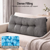 Giselle Headboard Pillow for Sitting in Bed, Upgraded Shredded Foam Reading Wedge Cushion for Lumbar Support, 320g Corduroy Backrest with Side Pockets for Dorm Daybed, Double - Top-Down View