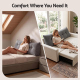 Giselle Headboard Pillow for Sitting in Bed, Upgraded Shredded Foam Reading Wedge Cushion for Lumbar Support, 320g Corduroy Backrest with Side Pockets for Dorm Daybed, Double - Low Angle