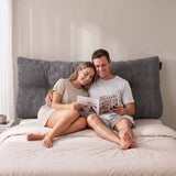 Giselle Headboard Pillow for Sitting in Bed, Upgraded Shredded Foam Reading Wedge Cushion for Lumbar Support, 320g Corduroy Backrest with Side Pockets for Dorm Daybed, Double - Extra Image