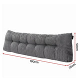 Giselle Headboard Pillow for Sitting in Bed, Upgraded Shredded Foam Reading Wedge Cushion for Lumbar Support, 320g Corduroy Backrest with Side Pockets for Dorm Daybed, King - Front View