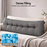Giselle Headboard Pillow for Sitting in Bed, Upgraded Shredded Foam Reading Wedge Cushion for Lumbar Support, 320g Corduroy Backrest with Side Pockets for Dorm Daybed, King - Top-Down View