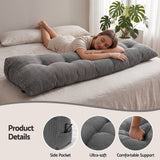 Giselle Headboard Pillow for Sitting in Bed, Upgraded Shredded Foam Reading Wedge Cushion for Lumbar Support, 320g Corduroy Backrest with Side Pockets for Dorm Daybed, King - 45-Degree Angle