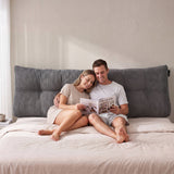 Giselle Headboard Pillow for Sitting in Bed, Upgraded Shredded Foam Reading Wedge Cushion for Lumbar Support, 320g Corduroy Backrest with Side Pockets for Dorm Daybed, King - Extra Image