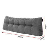 Giselle Headboard Pillow for Sitting in Bed, Upgraded Shredded Foam Reading Wedge Cushion for Lumbar Support, 320g Corduroy Backrest with Side Pockets for Dorm Daybed, Queen - Front View