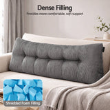 Giselle Headboard Pillow for Sitting in Bed, Upgraded Shredded Foam Reading Wedge Cushion for Lumbar Support, 320g Corduroy Backrest with Side Pockets for Dorm Daybed, Queen - Top-Down View