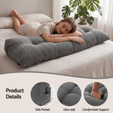 Giselle Headboard Pillow for Sitting in Bed, Upgraded Shredded Foam Reading Wedge Cushion for Lumbar Support, 320g Corduroy Backrest with Side Pockets for Dorm Daybed, Queen - 45-Degree Angle