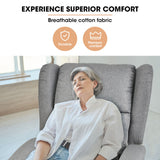 FORTIA Electric Recliner Lift Heat Chair for Elderly, Massage, Heat Therapy, Aged Care, Grey - Low Angle