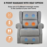 FORTIA Electric Recliner Lift Heat Chair for Elderly, Massage, Heat Therapy, Aged Care, Grey - 45-Degree Angle