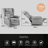 FORTIA Electric Recliner Lift Heat Chair for Elderly, Massage, Heat Therapy, Aged Care, Grey - Rear View