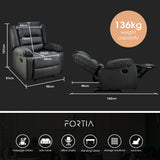 FORTIA Luxury Recliner Lounge Chair, Single Faux Leather Armchair, for Home Theatre Cinema, Elderly,