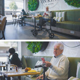 EQUIPMED Eclipse 136kg Capacity SoftRide Suspension Premium Knee Scooter - Silver - Low Angle