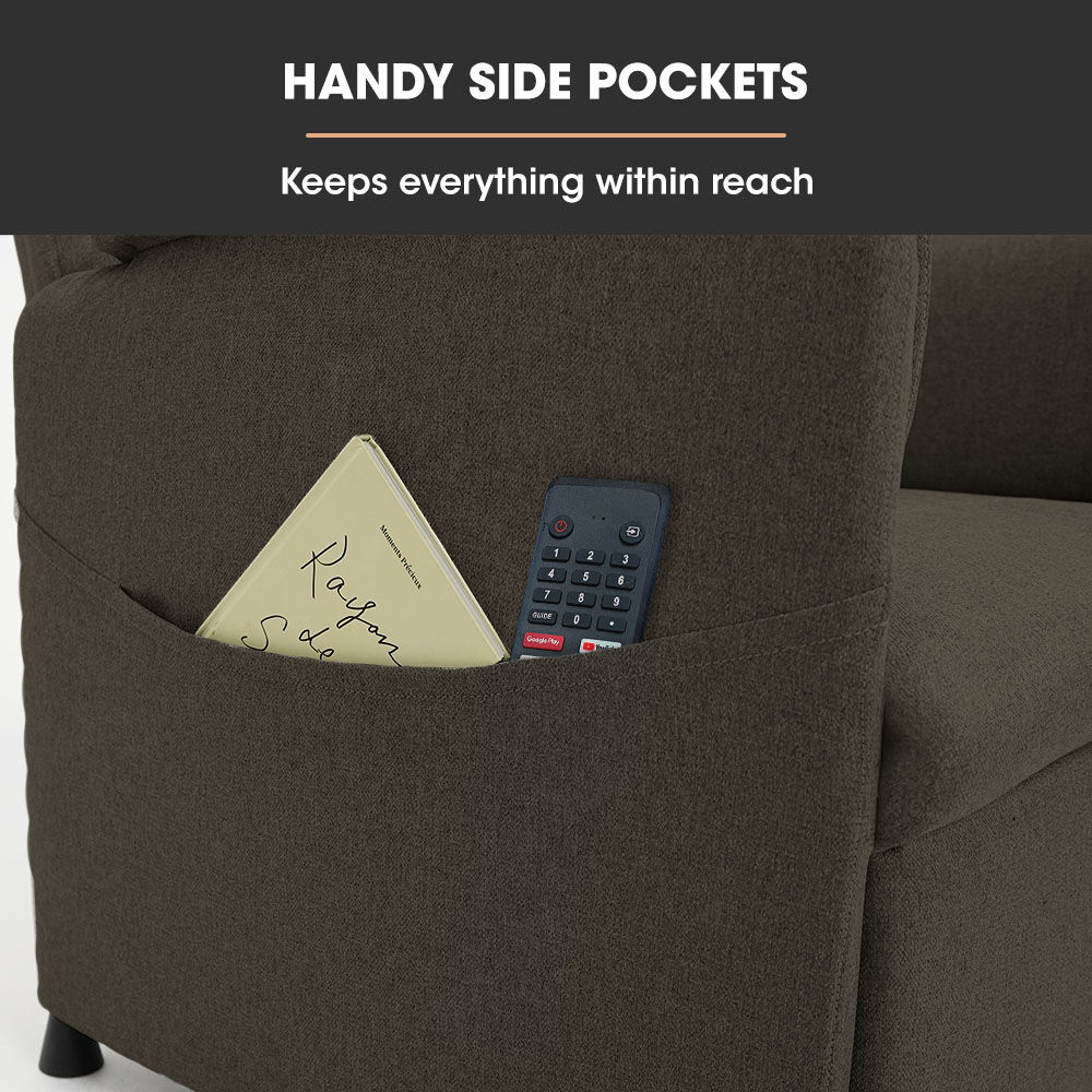 FORTIA Electric Armchair Recliner, Single Fabric Chair, Beige