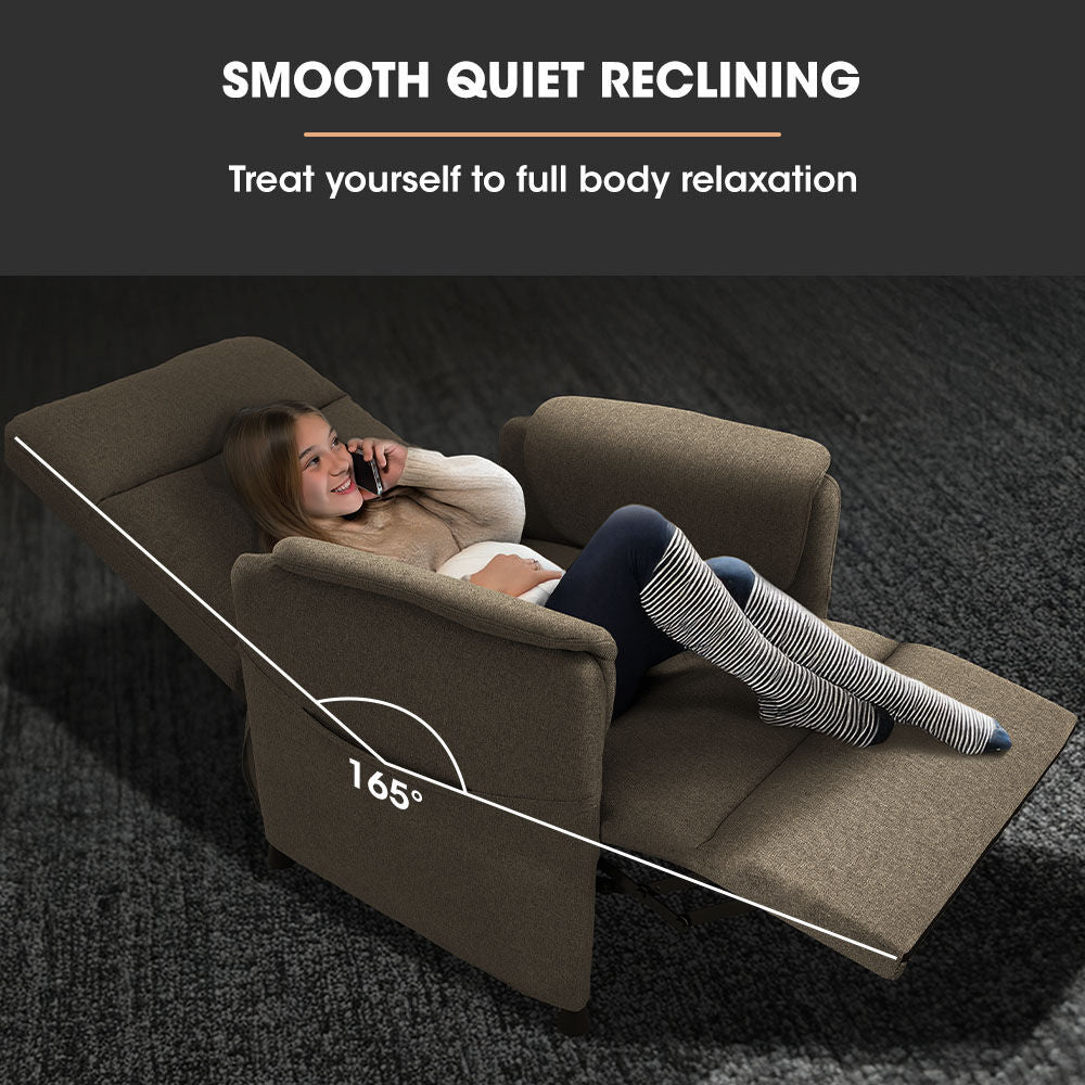 FORTIA Electric Armchair Recliner, Single Fabric Chair, Beige